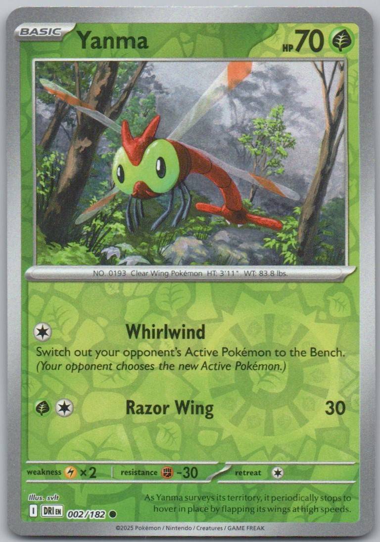 Yanma 002 Reverse Holo Grass Card - Destined Rivals