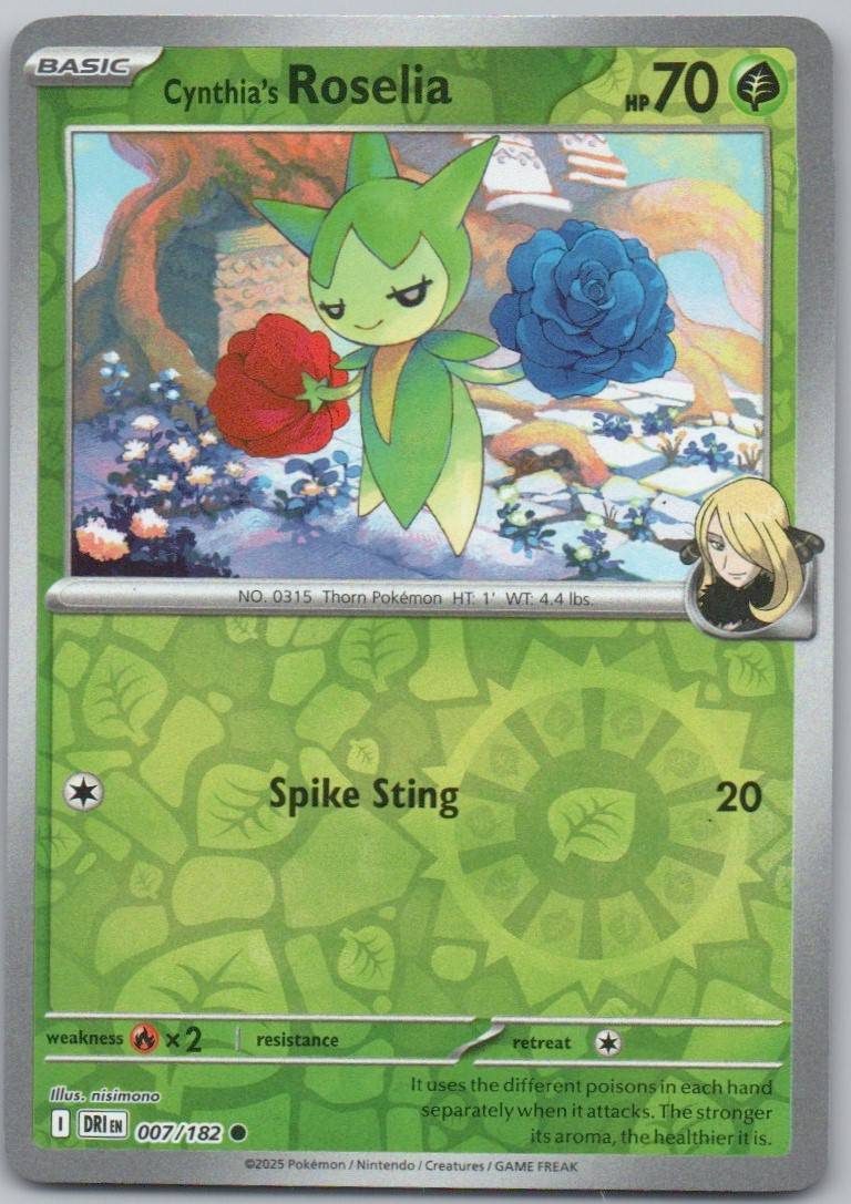 Cynthia's Roselia 007 Reverse Holo Grass Card - Destined Rivals