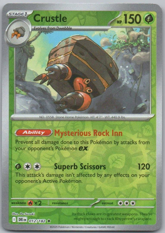 Crustle 012 Reverse Holo Grass Card - Destined Rivals