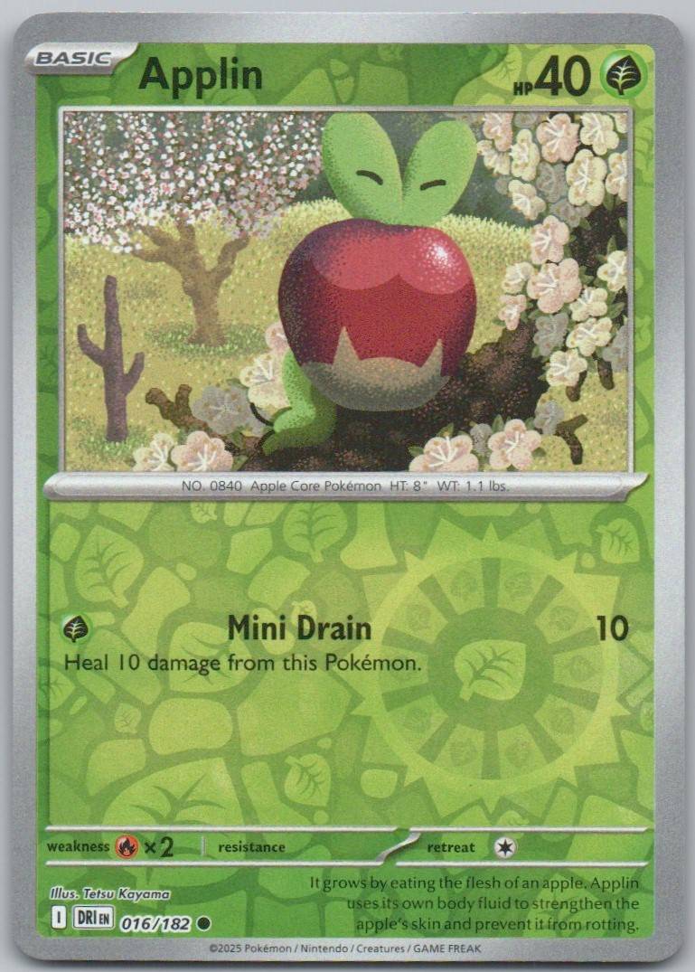 Applin 016 Reverse Holo Grass Card - Destined Rivals