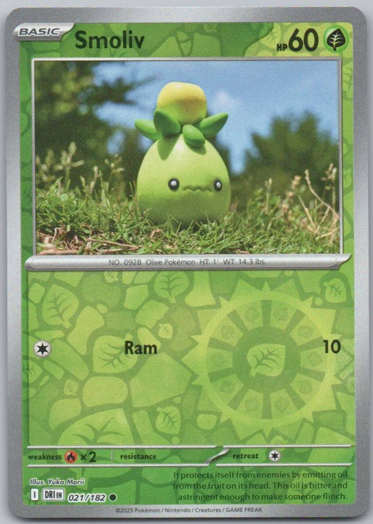 Smoliv 021 Reverse Holo Grass Card - Destined Rivals