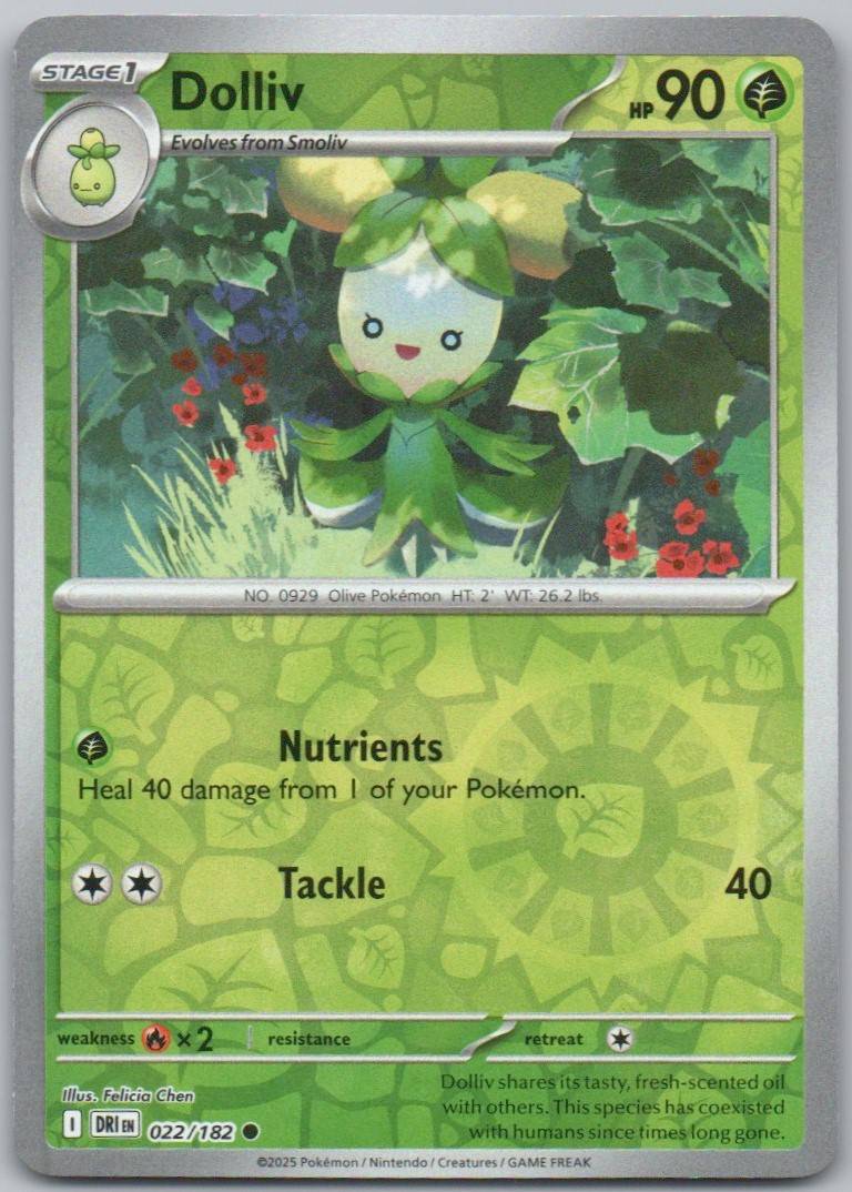 Dolliv 022 Reverse Holo Grass Card - Destined Rivals