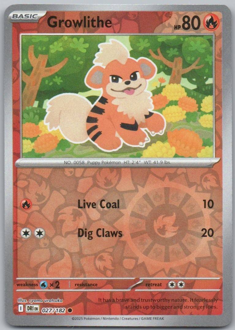 Growlithe 027 Reverse Holo Fire Card - Destined Rivals