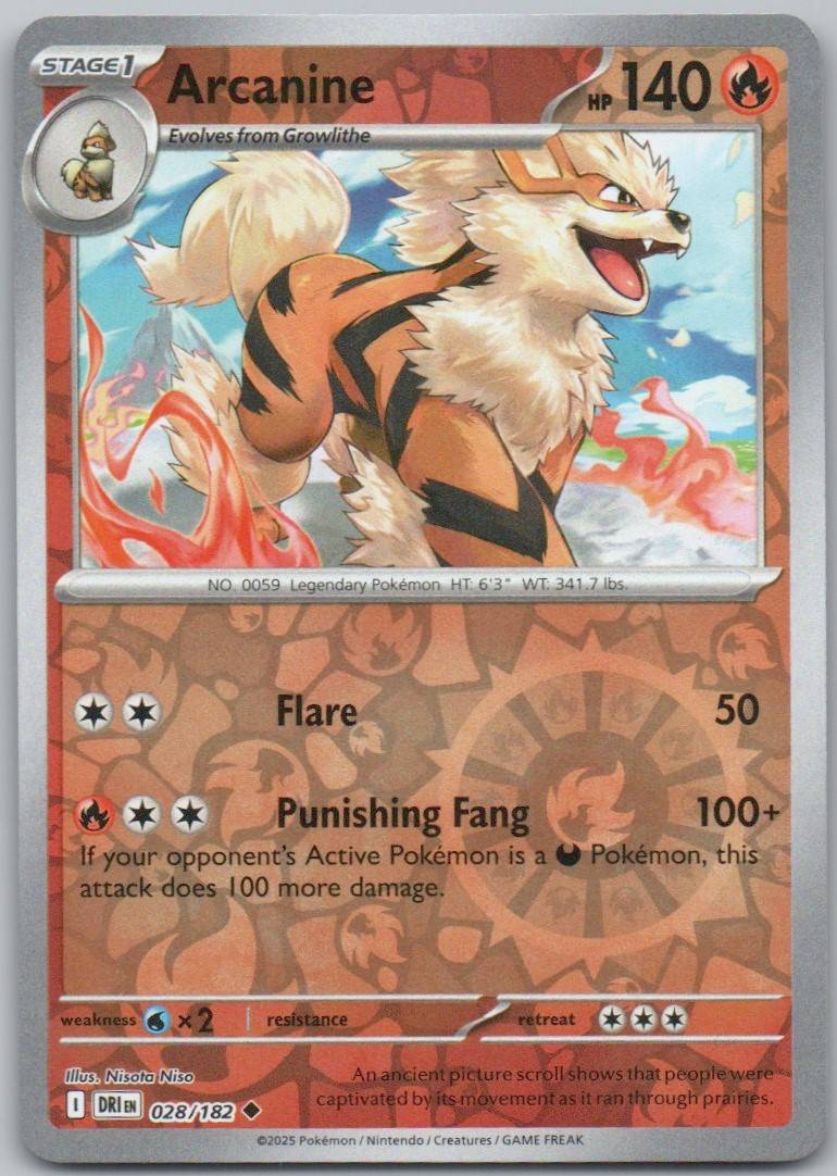 Arcanine 028 Reverse Holo Fire Card - Destined Rivals