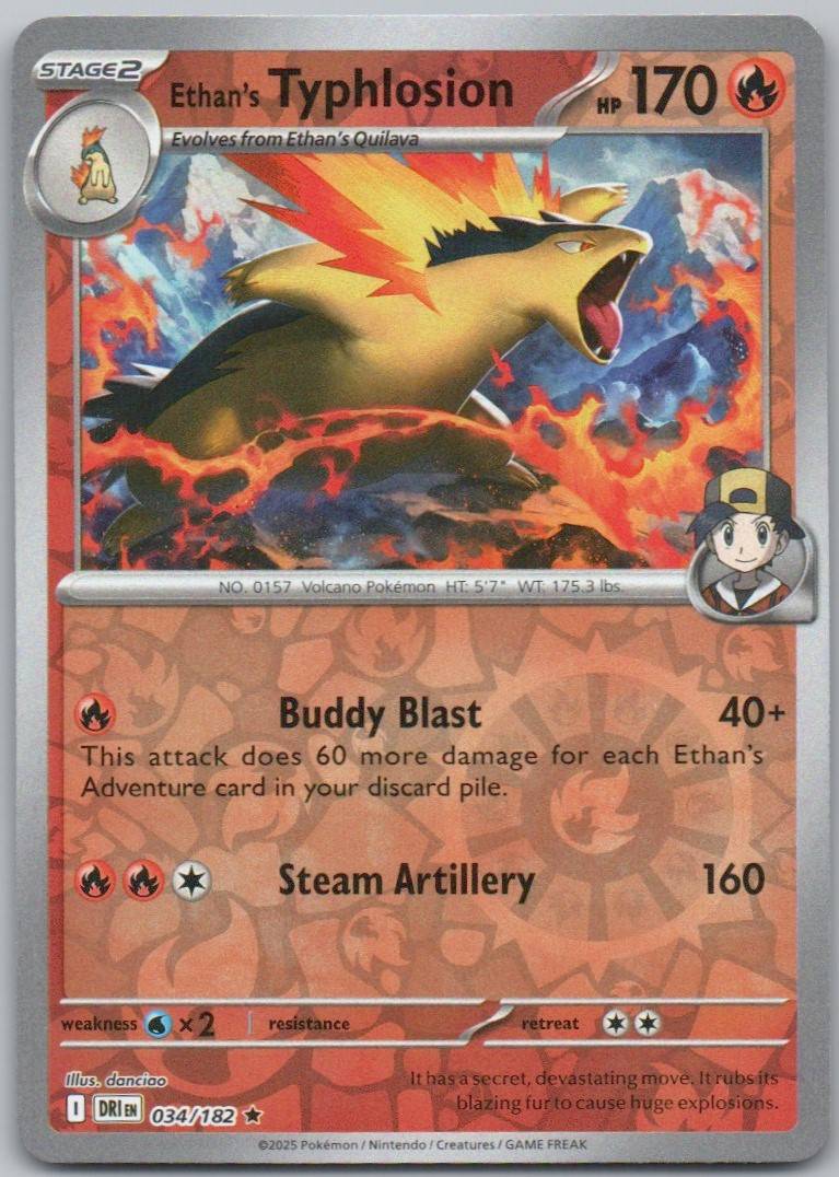 Ethan's Typhlosion 034 Reverse Holo Fire Card - Destined Rivals