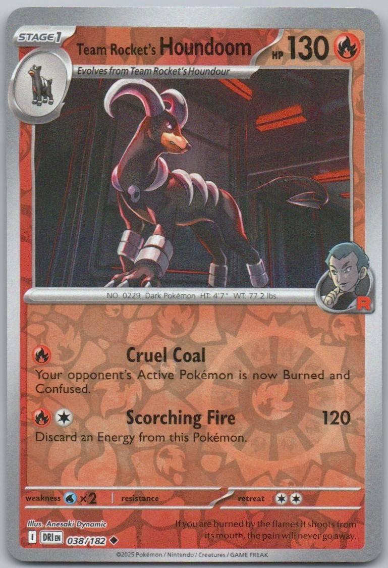 Team Rocket's Houndoom 038 Reverse Holo Fire Card - Destined Rivals