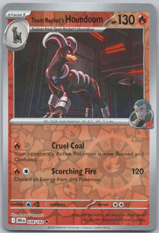 Team Rocket's Houndoom 038 Reverse Holo Fire Card - Destined Rivals