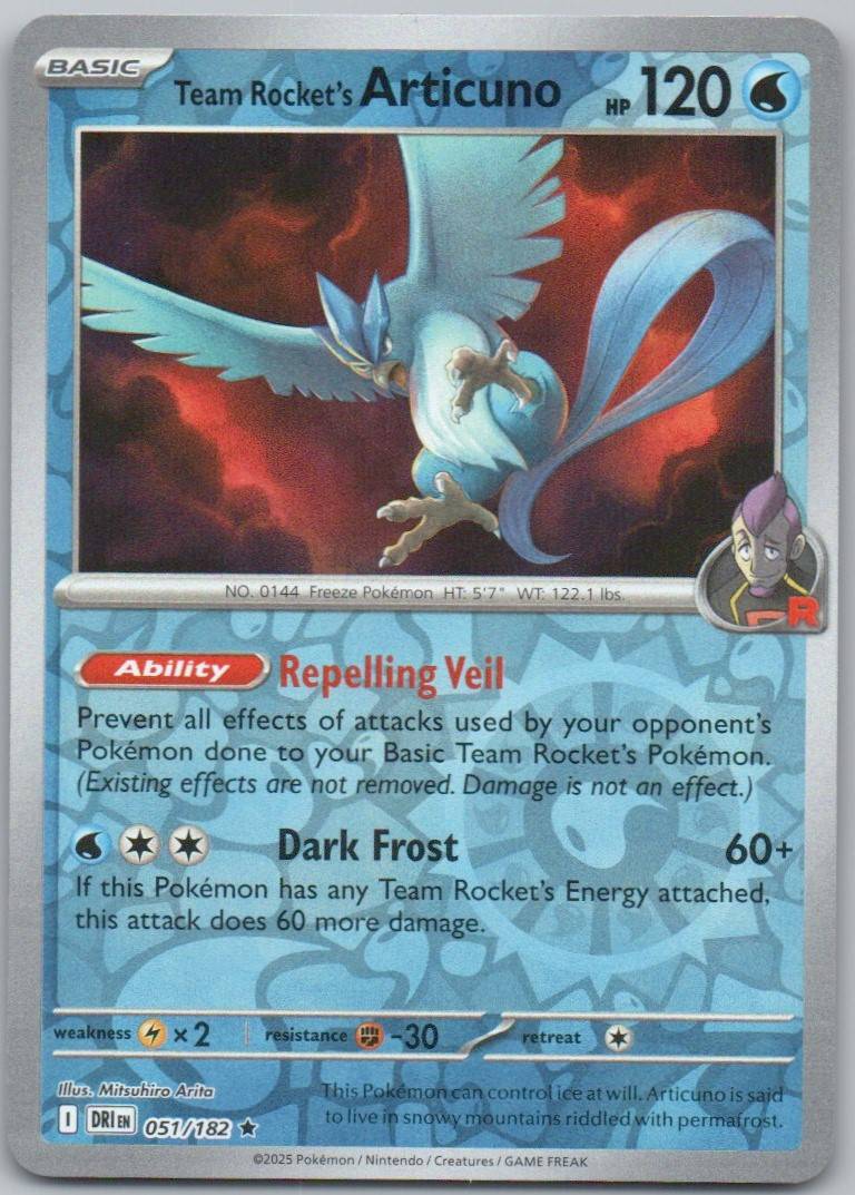 Team Rocket's Articuno 051 Reverse Holo Water Card - Destined Rivals