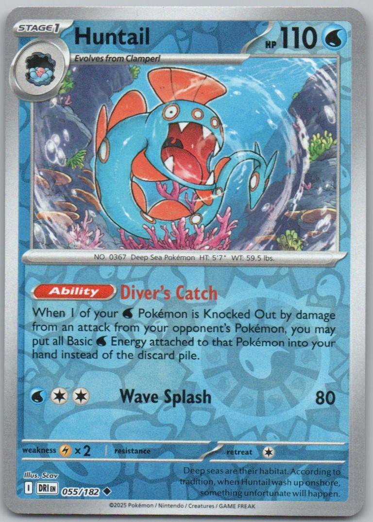 Huntail 055 Reverse Holo Water Card - Destined Rivals