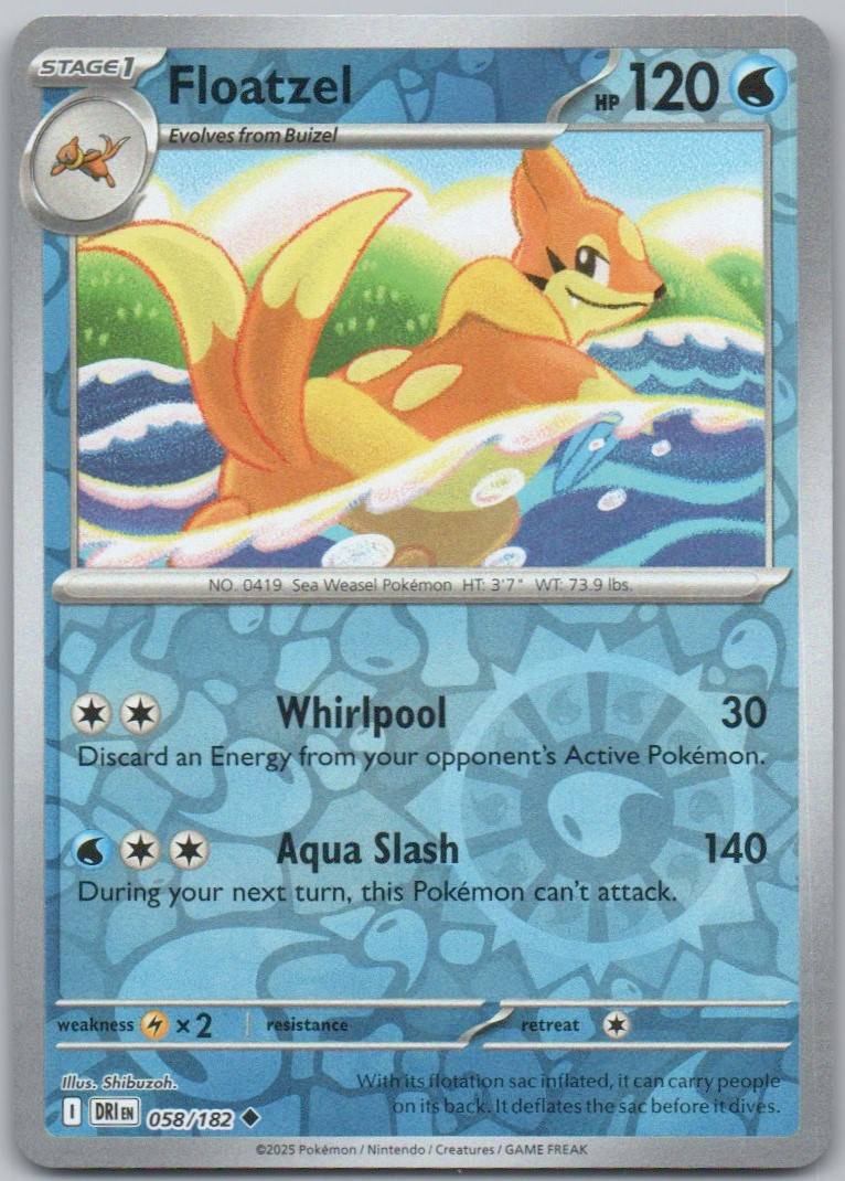 Floatzel 058 Reverse Holo Water Card - Destined Rivals