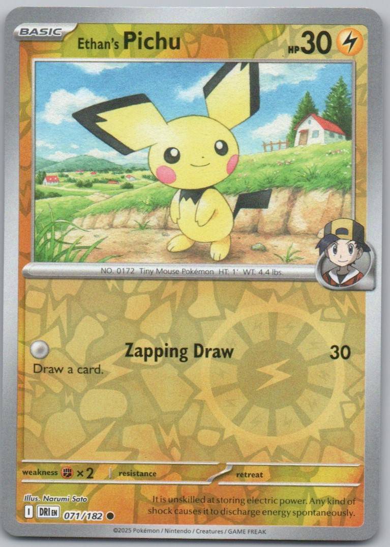 Ethan's Pichu 071 Reverse Holo Lightning Card - Destined Rivals
