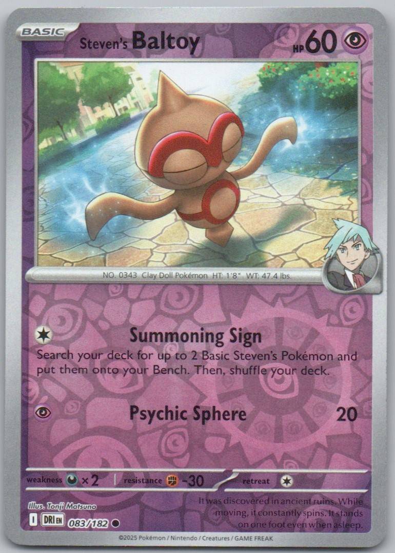 Steven's Baltoy 083 Reverse Holo Psychic Card - Destined Rivals