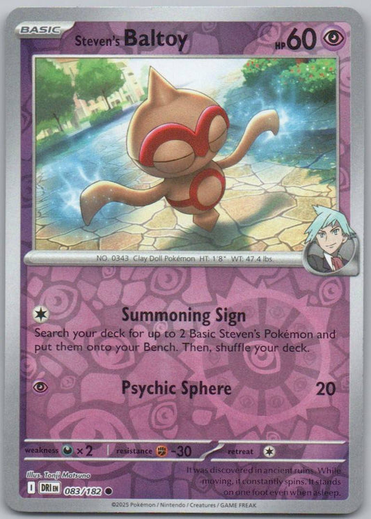 Steven's Baltoy 083 Reverse Holo Psychic Card - Destined Rivals