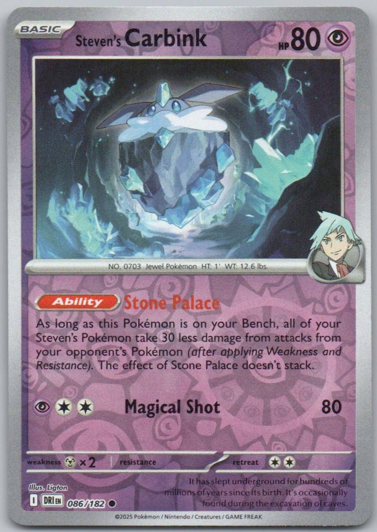 Steven's Carbink 086 Reverse Holo Psychic Card - Destined Rivals