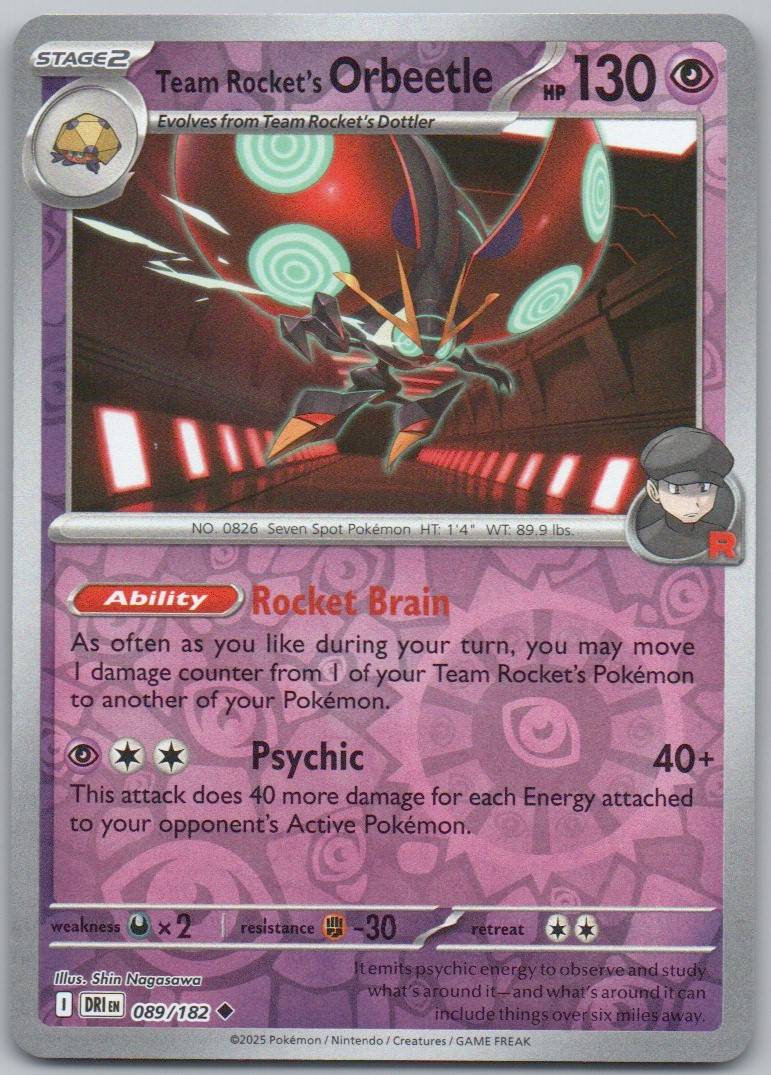 Team Rocket's Orbeetle 089 Reverse Holo Psychic Card - Destined Rivals