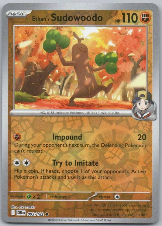 Ethan's Sudowoodo 093 Reverse Holo Fighting Card - Destined Rivals