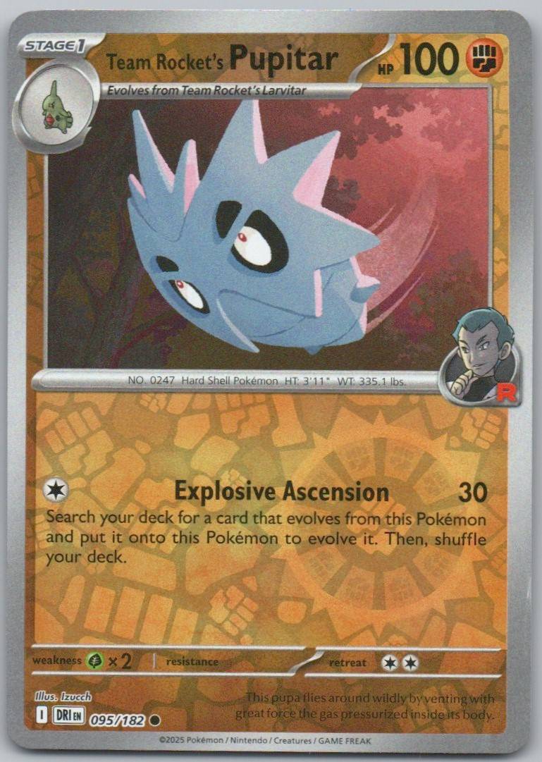 Team Rocket's Pupitar 095 Reverse Holo Fighting Card - Destined Rivals