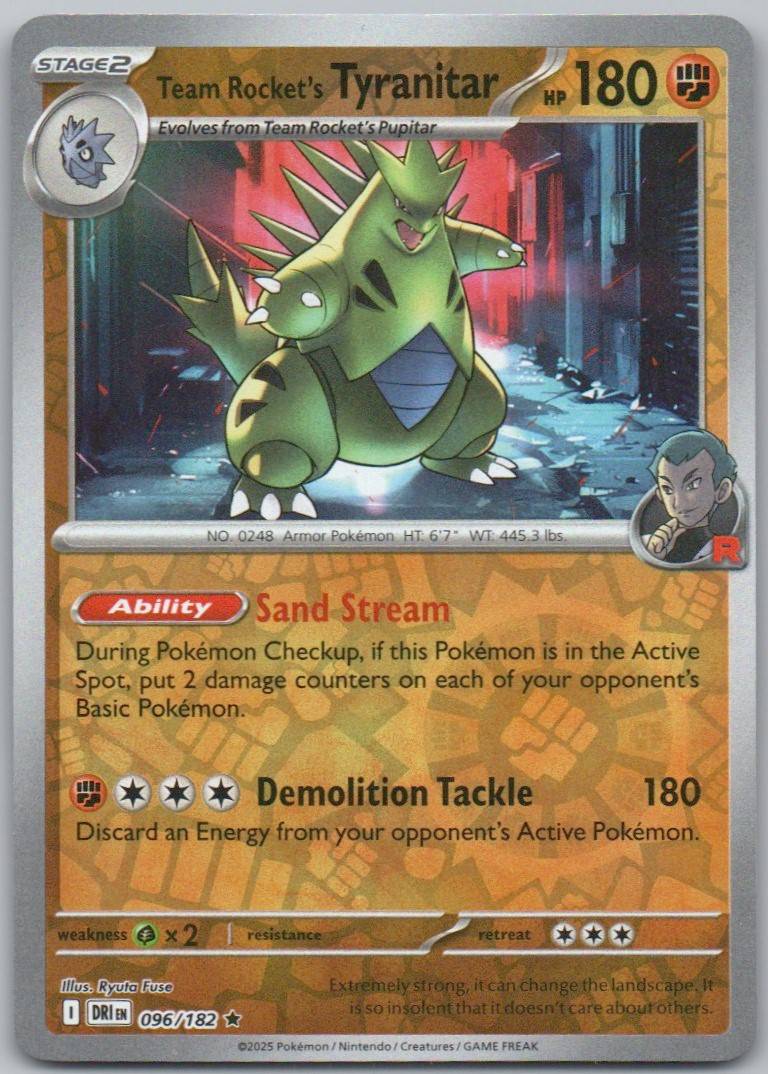 Team Rocket's Tyranitar 096 Reverse Holo Fighting Card - Destined Rivals