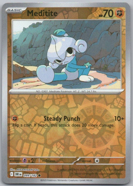 Meditite 099 Reverse Holo Fighting Card - Destined Rivals