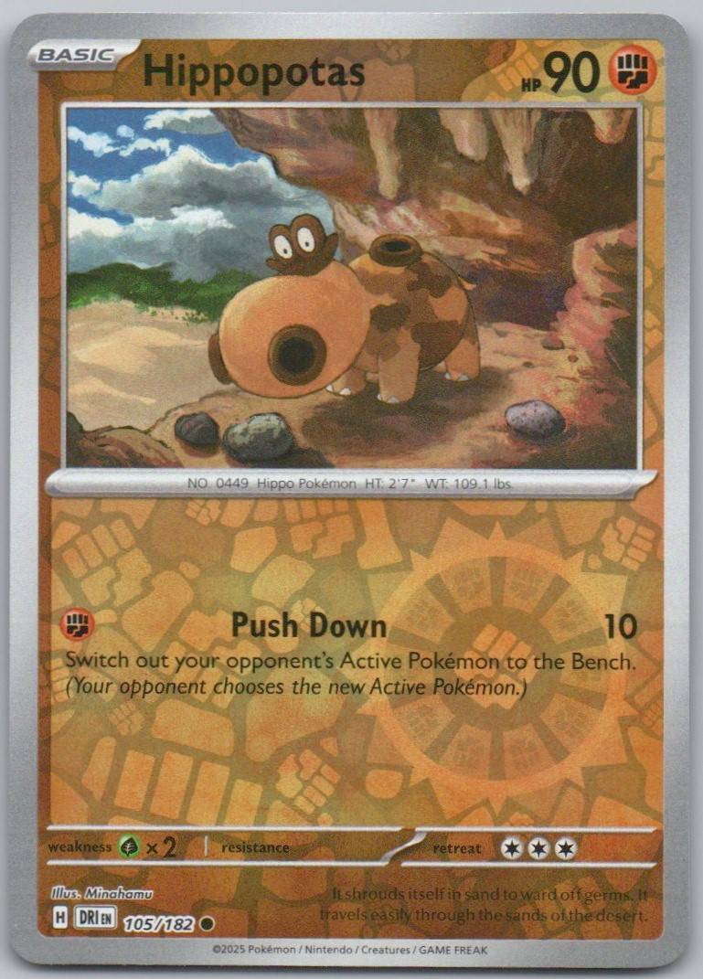 Hippopotas 105 Reverse Holo Fighting Card - Destined Rivals