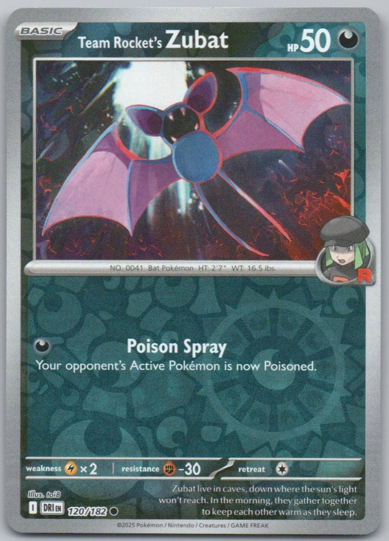 Team Rocket's Zubat 120 Reverse Holo Darkness Card - Destined Rivals