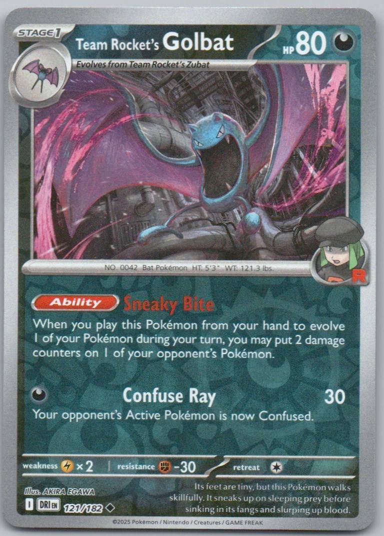 Team Rocket's Golbat 121 Reverse Holo Darkness Card - Destined Rivals