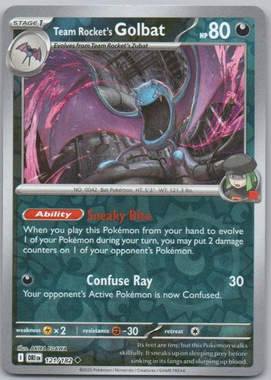Team Rocket's Golbat 121 Reverse Holo Darkness Card - Destined Rivals