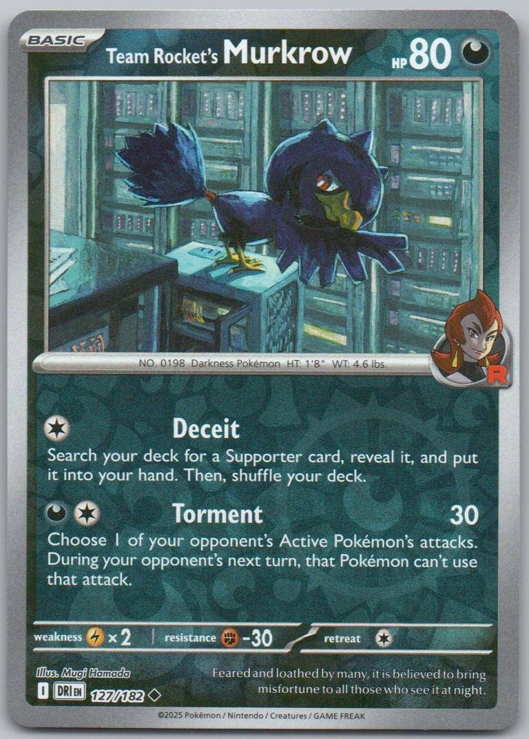 Team Rocket's Murkrow 127 Reverse Holo Darkness Card - Destined Rivals