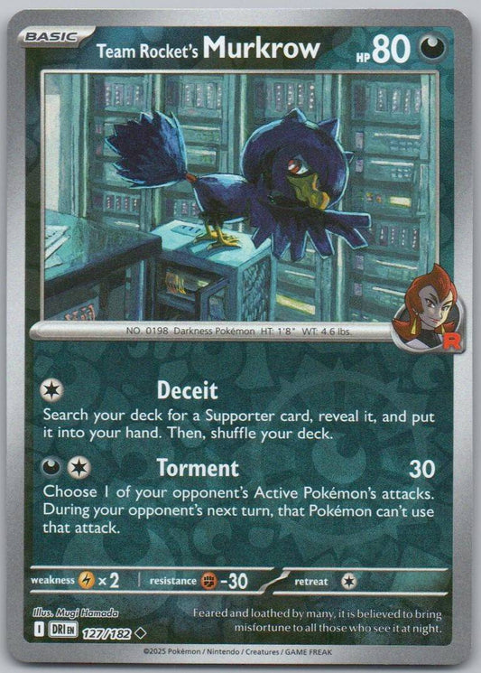 Team Rocket's Murkrow 127 Reverse Holo Darkness Card - Destined Rivals