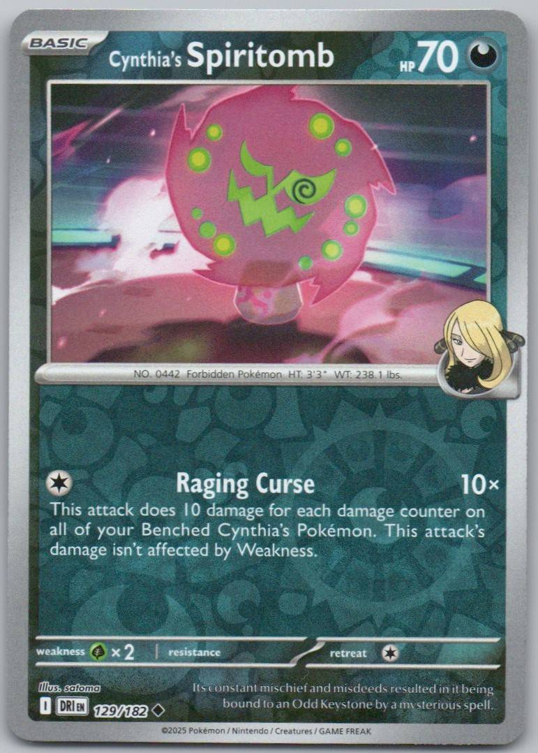 Cynthia's Spiritomb 129 Reverse Holo Darkness Card - Destined Rivals