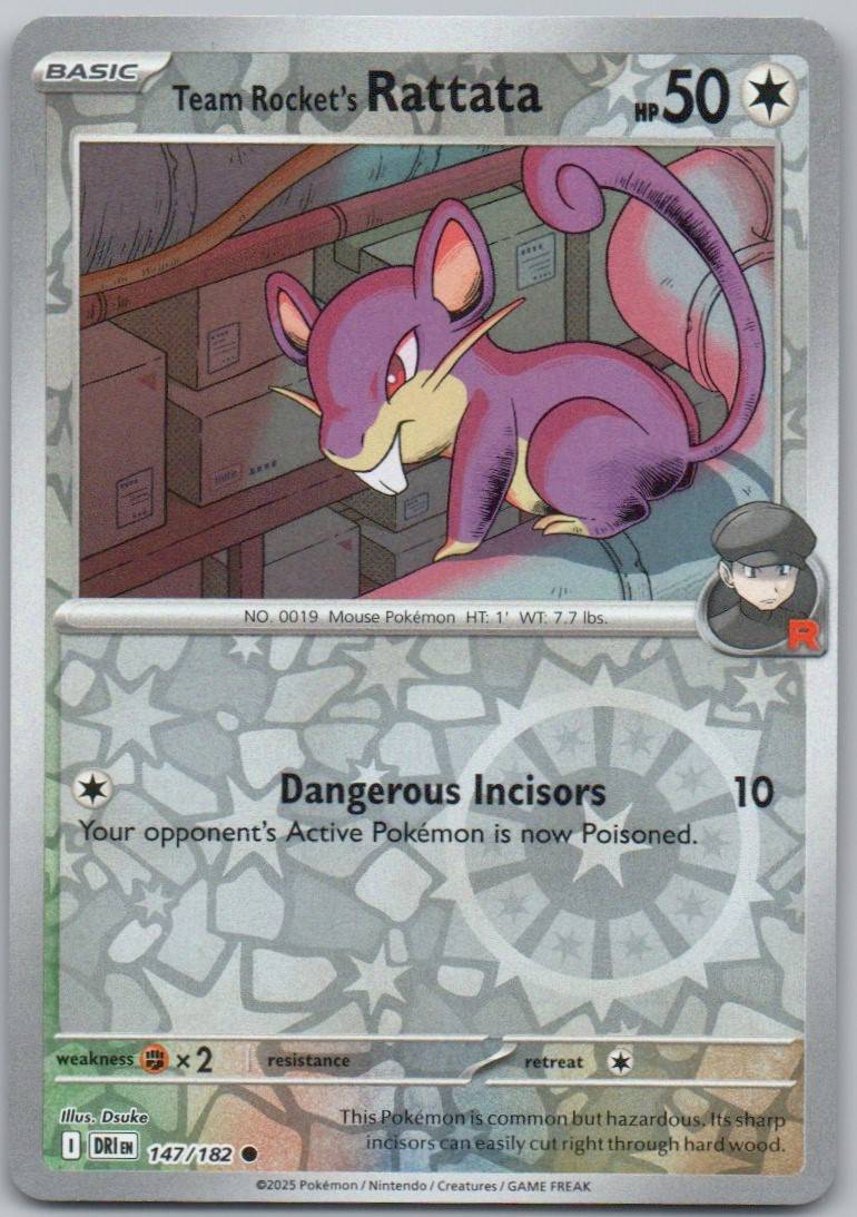 Team Rocket's Rattata 147 Reverse Holo Colorless Card - Destined Rivals