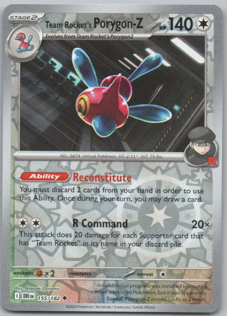 Team Rocket's Porygon-Z 155 Reverse Holo Colorless Card - Destined Rivals