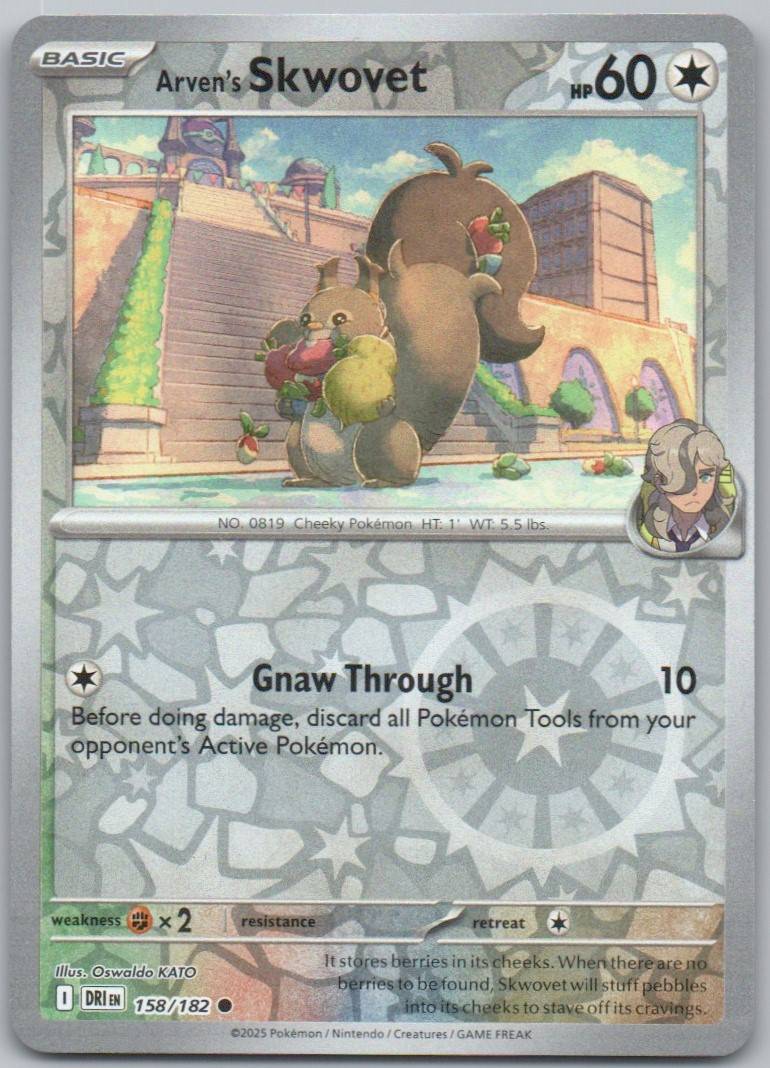 Arven's Skwovet 158 Reverse Holo Colorless Card - Destined Rivals