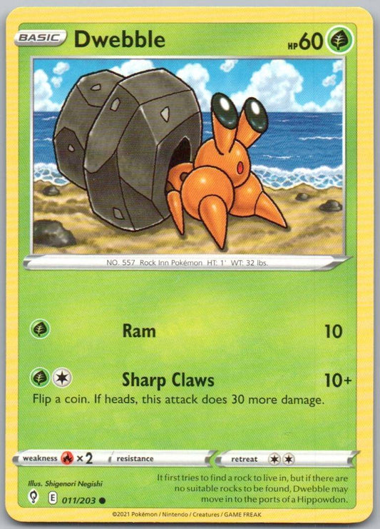 Dwebble 011 Normal Grass Card - Evolving Skies