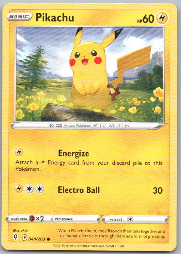 Pikachu 049 Normal Lightning Card - Evolving Skies