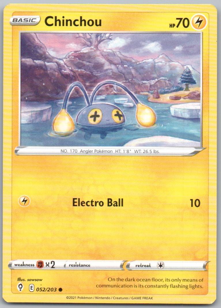 Chinchou 052 Normal Lightning Card - Evolving Skies