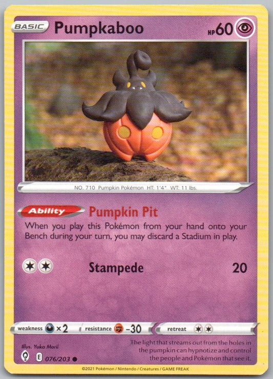 Pumpkaboo 076 Normal Psychic Card - Evolving Skies
