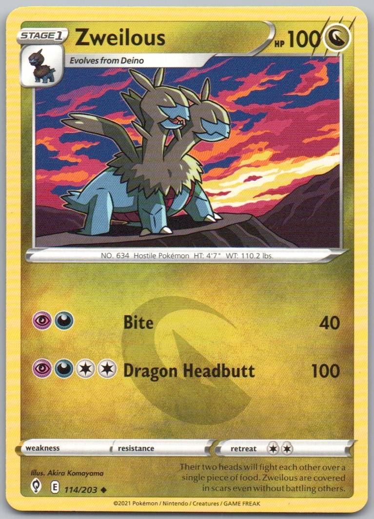 Zweilous 114 Normal Dragon Card - Evolving Skies