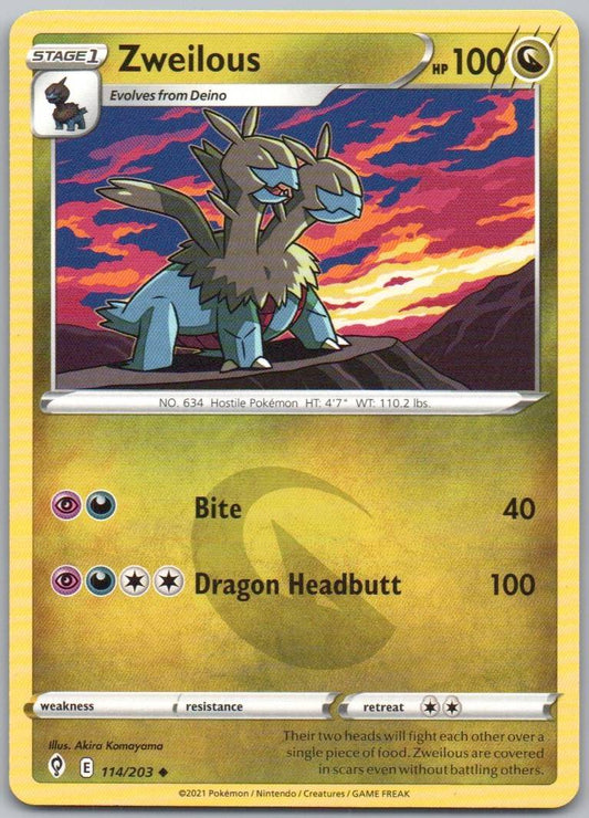 Zweilous 114 Normal Dragon Card - Evolving Skies