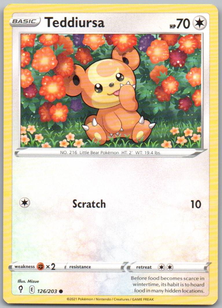 Teddiursa 126 Normal Colorless Card - Evolving Skies