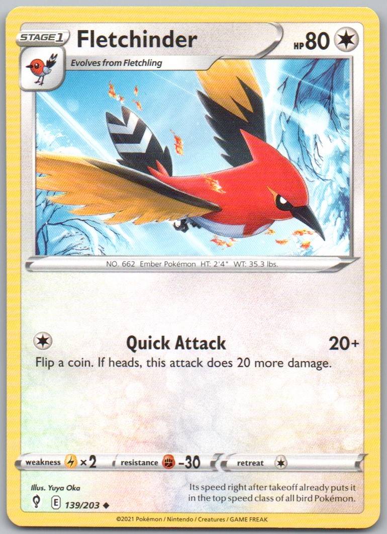 Fletchinder 139 Normal Colorless Card - Evolving Skies