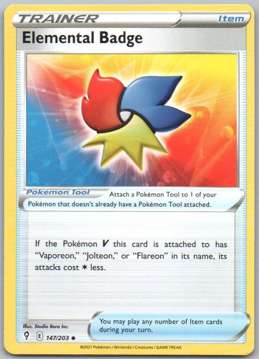 Elemental Badge 147 Normal Trainer Card - Evolving Skies