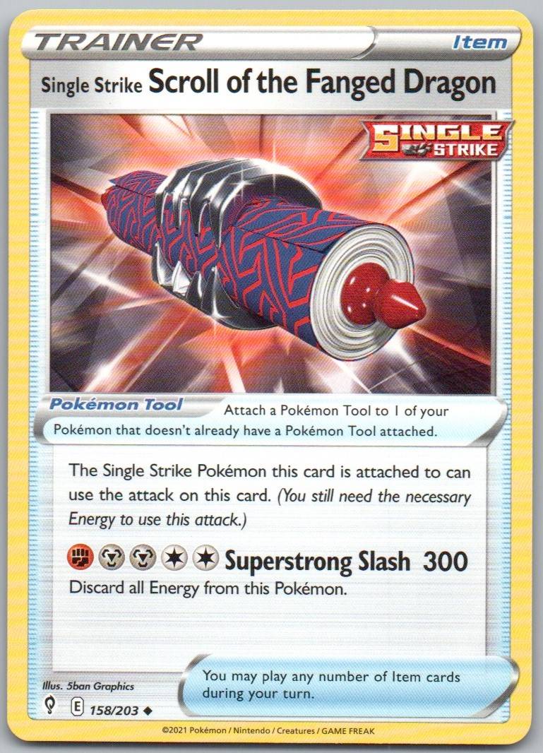 Single Strike Scroll of the Fanged Dragon 158 Normal Trainer Card - Evolving Skies