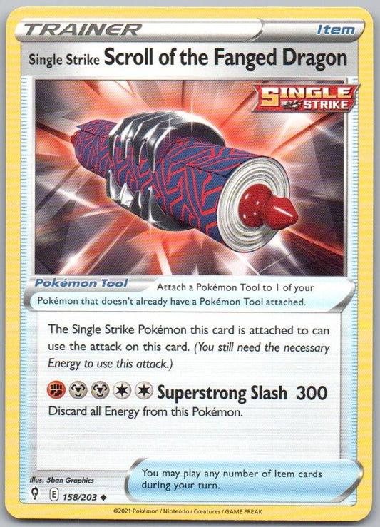 Single Strike Scroll of the Fanged Dragon 158 Normal Trainer Card - Evolving Skies