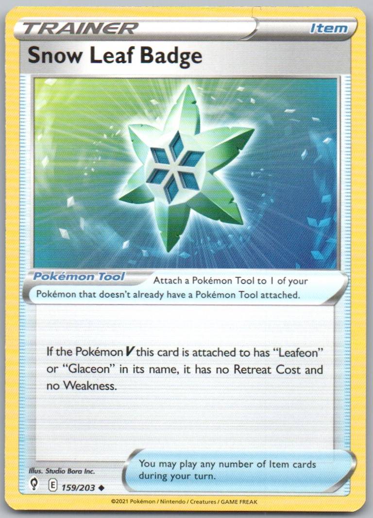 Snow Leaf Badge 159 Normal Trainer Card - Evolving Skies