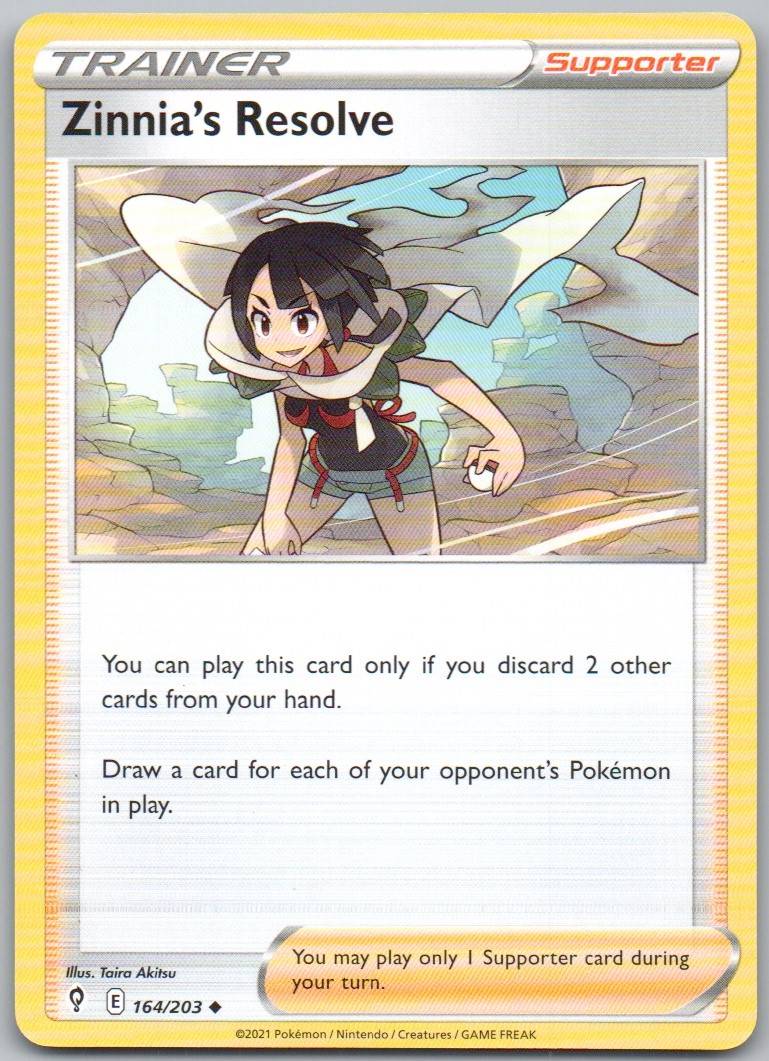 Zinnia's Resolve 164 Normal Trainer Card - Evolving Skies