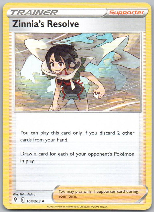 Zinnia's Resolve 164 Normal Trainer Card - Evolving Skies