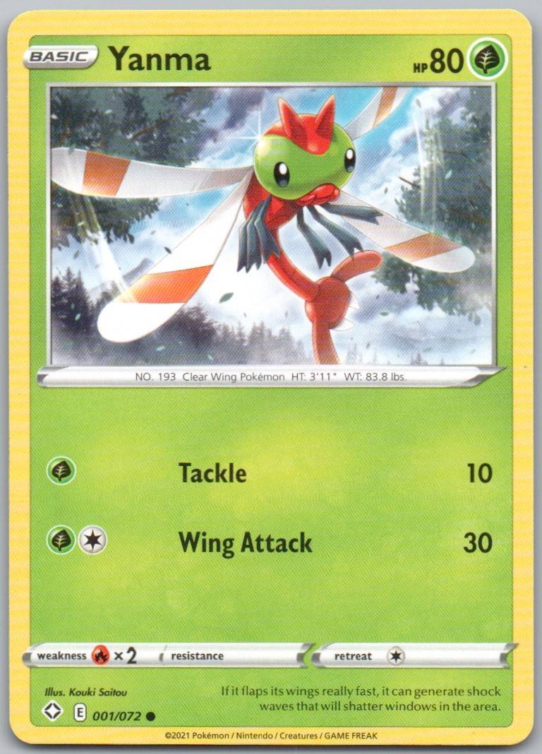 Yanma 001 Normal Grass Card - Fusion Strike
