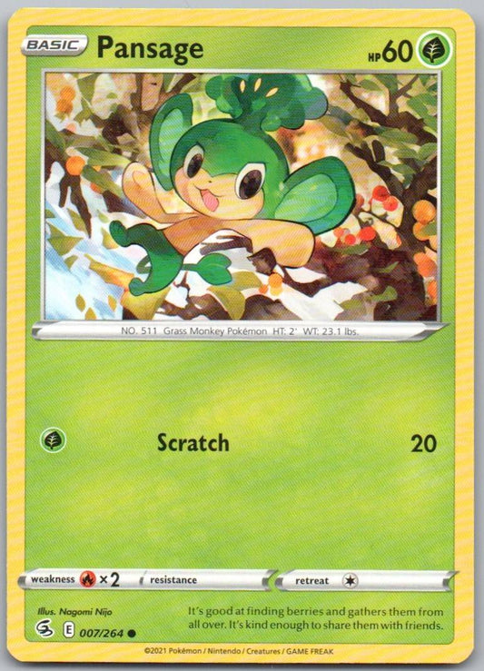 Pansage 007 Normal Grass Card - Fusion Strike