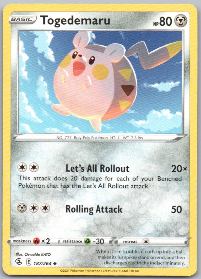 Togedemaru 187 Normal Steel Card - Fusion Strike
